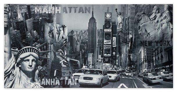 Wandbild New York Freiheitsstatue Manhatten 50x100 cm