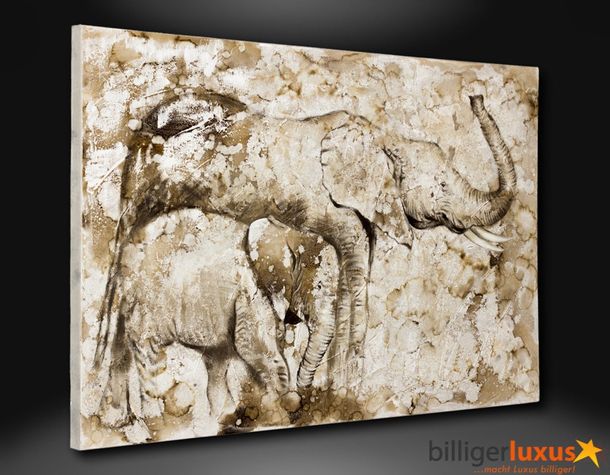 Ölgemälde Leinwand Afrika Elefanten 120x80 cm Wandbild