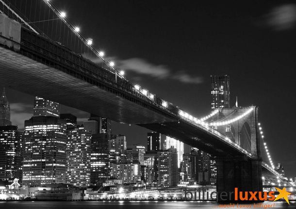 Fototapete Brooklyn Bridge Nacht schwarz weiß 360x254cm