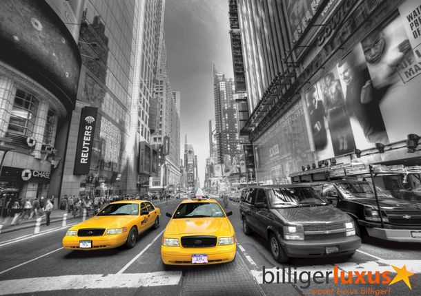 Fototapete Taxi New York schwarz weiß 360 x 254 cm