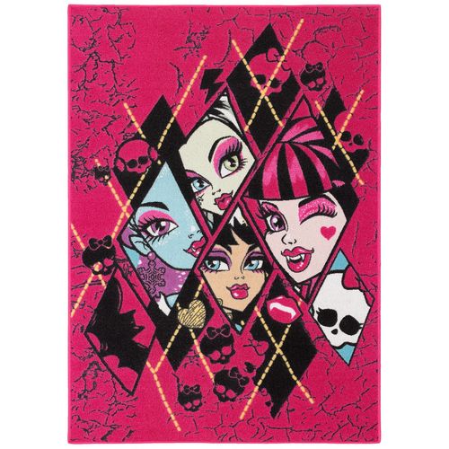 Teppich Kinderteppich Monsters High 3 Designs Spielteppich 95x133cm lila schwarz Rauten