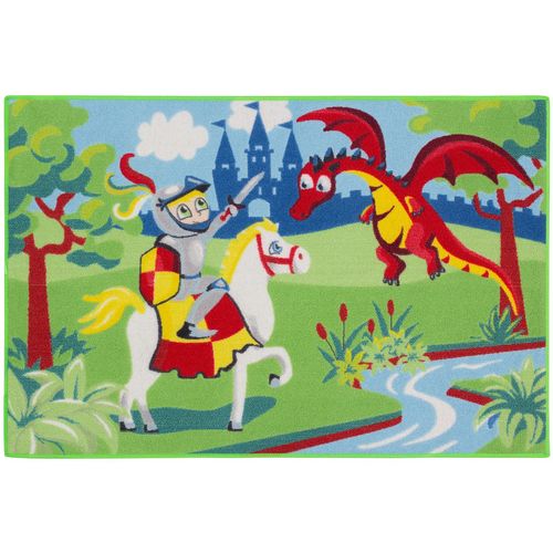 Kinderteppich Ritter Drache Spiel 80x120 cm grün blau