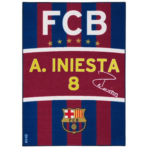 Fanteppich Spielteppich Barcelona Iniesta 95x133 blau rot