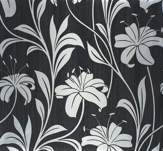 Vliestapete Floral schwarz silber Marburg 55121