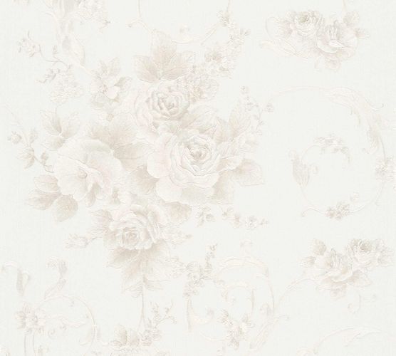 Vliestapete Floral Barock creme Glitzer 30647-2