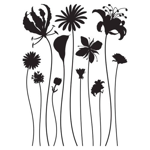 Wandsticker Wandtattoo Blume Floral Natur schwarz 65x85 cm F 0441