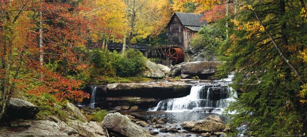 Fototapeten Tapete Wassermühle Wasserfall Wald Bäume Natur | Papier Vlies Des-29