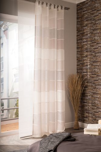 Raumbild Schlaufenschal Vorhang Streifen 255x140cm Homing blickdicht beige grau 5873-08