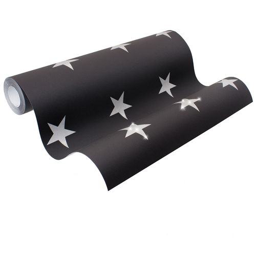 Vliestapete Stern Sterne Muster Sterntapete schwarz silber