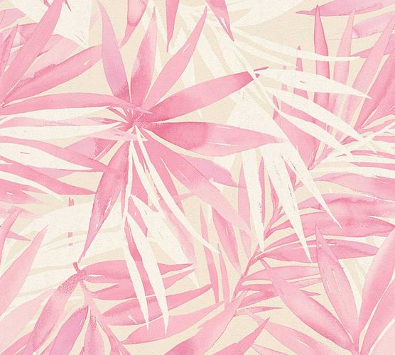 Artikelbild Vliestapete Designdschungel Palmenblätter Floral rosa 34125-3