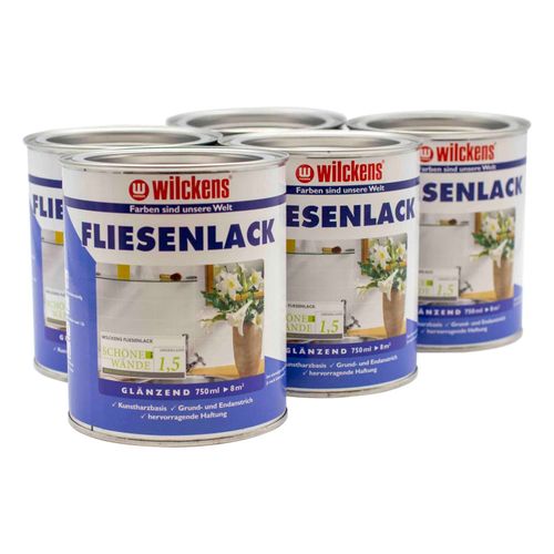 5er Set Wilckens Fliesenlack Cremeweiß Fliesenfarbe