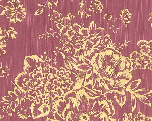 Artikelbild Textiltapete Blumen Natur hellrot gold Metallic Silk 30657-6