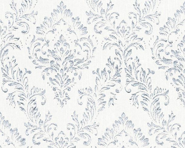 Artikelbild Textiltapete Barock Floral weiß silber Metallic Silk 30659-1