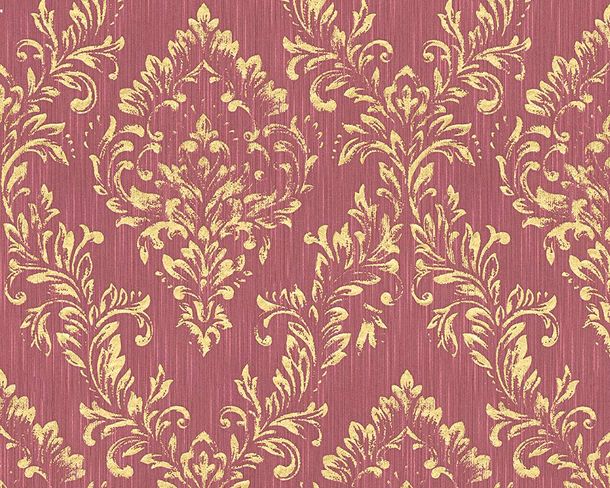 Artikelbild Textiltapete Barock Floral hellrot gold Metallic Silk 30659-6