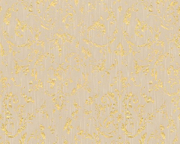 Artikelbild Textiltapete Barock Ornament beigegrau gold Metallic Silk 30660-2