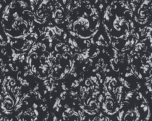 Artikelbild Textiltapete Barock Ornament schwarz silber Metallic Silk 30660-6