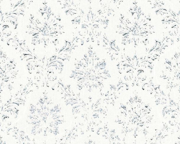 Artikelbild Textiltapete Vintage Barock weiß silber Metallic Silk 30662-1