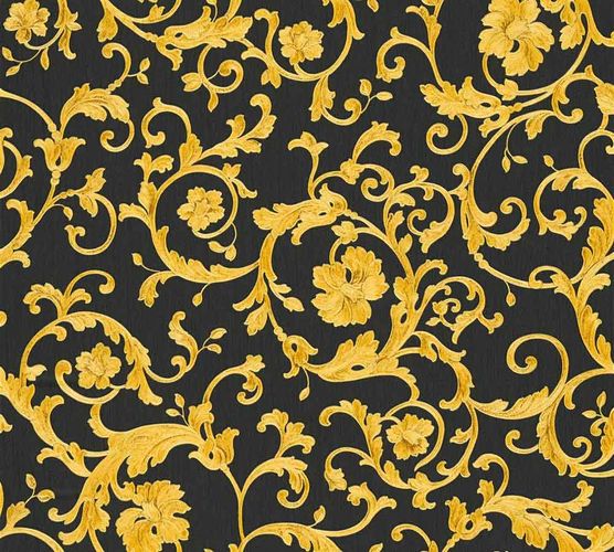 Vliestapete Versace Home Floral schwarz gelbgold Glitzer 34326-2