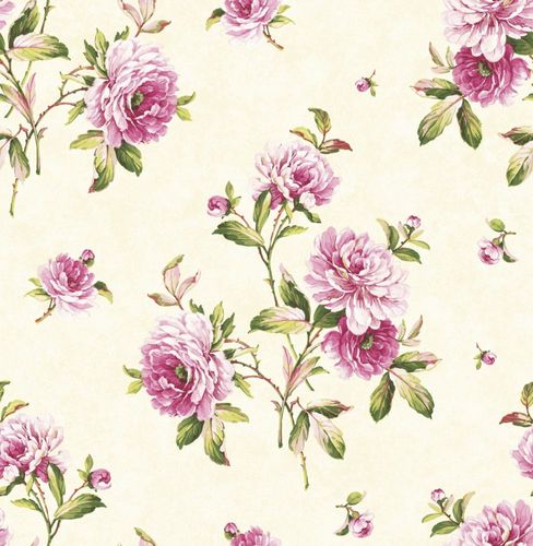 Artikelbild Papiertapete Rasch Textil Rosery Blume Blüte creme rosa Glanz 040816