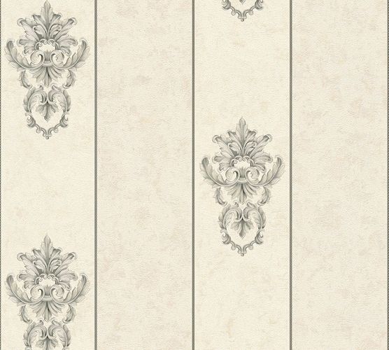 Artikelbild Vliestapete Barock Streifen cremeweiß grau AP Luxury Classics 34371-4