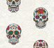 Vliestapete Sugar Skull Totenkopf weiß bunt Glitzer Glanz 35847-2 1