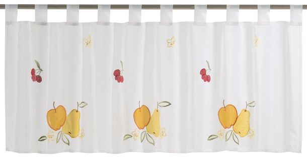 Artikelbild Scheibengardine Küchen Vorhang Cappellini transparent Floral weiß lila 198626