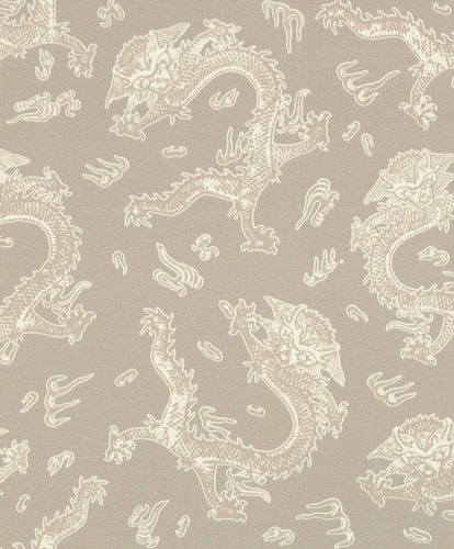 Tapete Barbara Schöneberger Drache China taupe weiß 527933