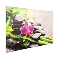 Wandbild Keilrahmen Bambus Steine Orchidee 78x118 cm