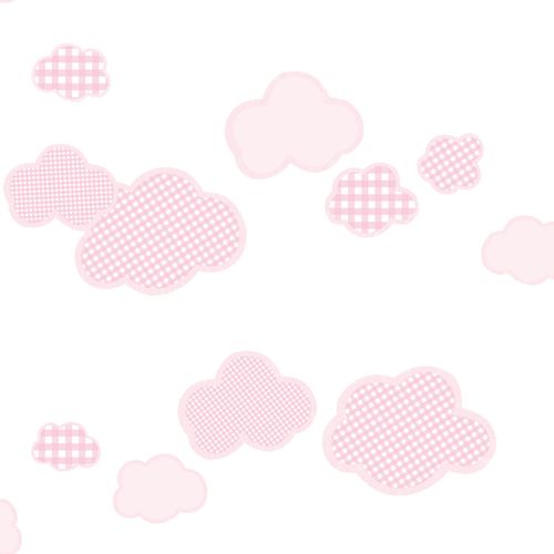 Kindertapete Wolken Karos rosa Rasch Textil Favola 303268