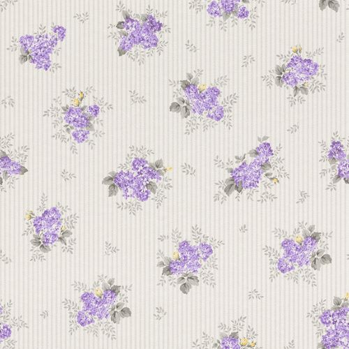 Vliestapete Rasch Textil Streifen Blumen lila silber Glanz 288932