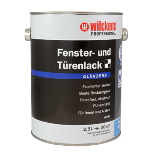 Wilckens Professional 2in1 Fenster & Türenlack Lackfarbe weiß 2,5 Liter glanz