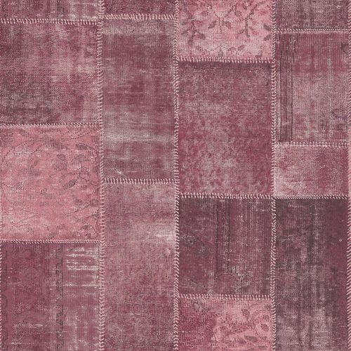 Artikelbild Vliestapete Patchwork dunkelrot rosa Rasch Textil Boho Chic 148653