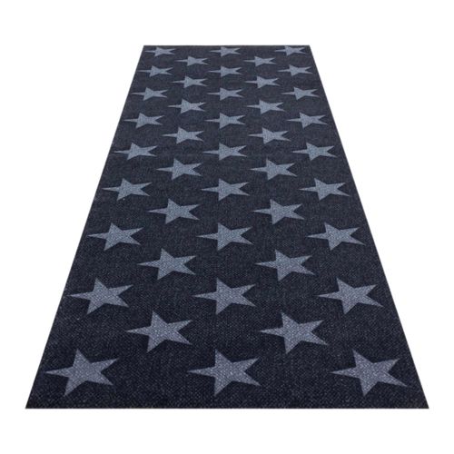 Küchenläufer Küchenteppich Sterne Stars | waschbar schwarz grau