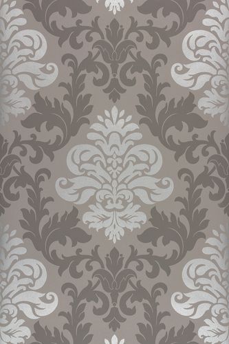 Tapete Barock Ornamente Lounge Glanz silber 148213