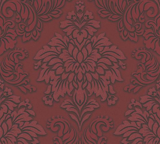 Vliestapete Barock bordeaux schwarz Glitzer 36898-3