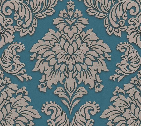 Vliestapete Barock blau beige Glitzer 36898-5