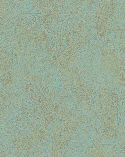 Artikelbild Vliestapete Blattmuster blau gold 31333