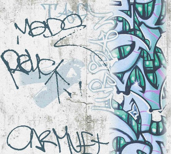 Kindertapete Graffiti Beton grau blau 36986-2