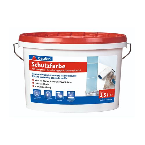 Baufan Schutzfarbe 2,5 l Schimmel Küchenfarbe Badfarbe