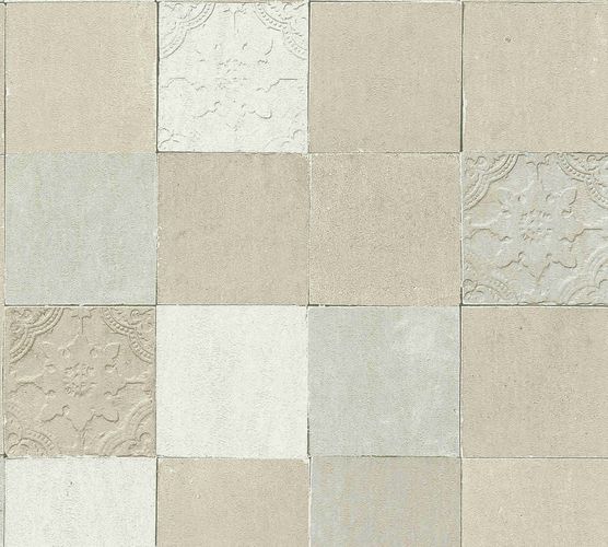 Vliestapete Fliesenspiegel beige creme silber Glanz livingwalls New Walls 37406-4 | 374064