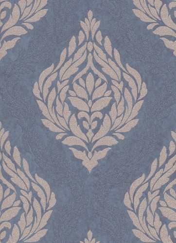 Barock Ornamente Vliestapete blau beige Glanz 10060-44