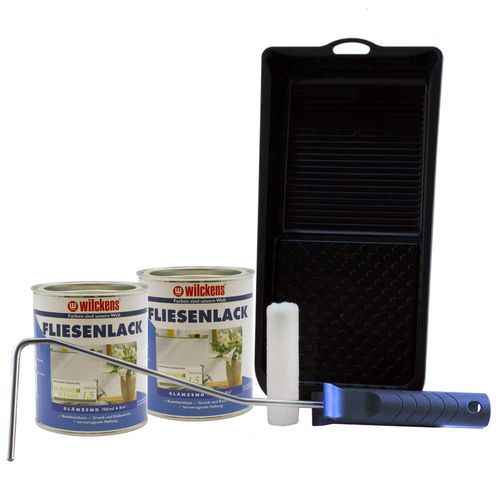 2 Dosen Wilckens Fliesenlack für 16 qm mit Lackierset