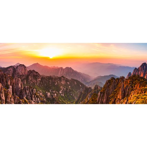 Fototapete Vlies Berge Sonne Himmel braun gelb