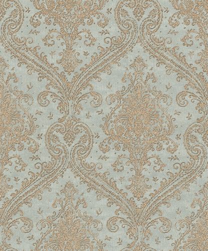 Vliestapete Rasch Barock blau-grau gold Metallic 420531