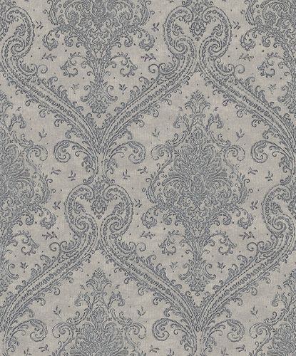 Vliestapete Rasch Barock silber-grau Metallic 420548