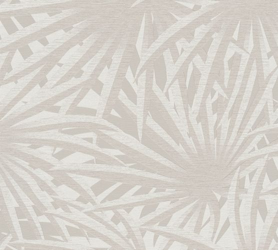 Vliestapete Blätter Palme grau weiß Glitzer 37861-4