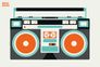 Fototapete Vlies Premium Ghettoblaster Retro orange 2