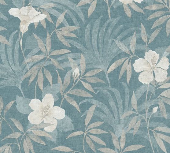 Vliestapete Floral Blumen Blätter blau beige 38028-5