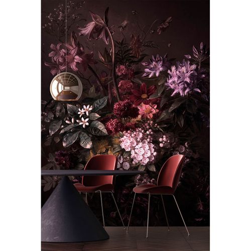 Artikelansicht Fototapete Vlies Premium Blumen Floral schwarz rosa