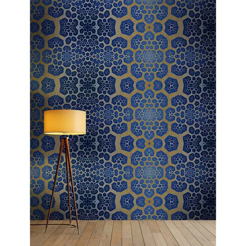 Artikelansicht Fototapete Vlies Premium Retro-Pop Muster blau gold